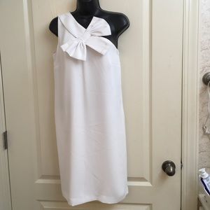 CeCe one Shoulder white dress with bow detail